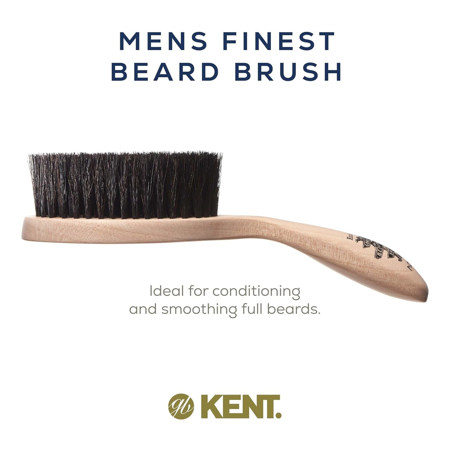 Kent BRD5 Men's Beard and Mustache Brush - Hand-Mixed Horsehair and Nylon Blend for Flawless Shaping and Grooming, Ergonomic Pistol-Like Grip Wood Handle, Dry or Wet Beard, Distributes Oils/Balms