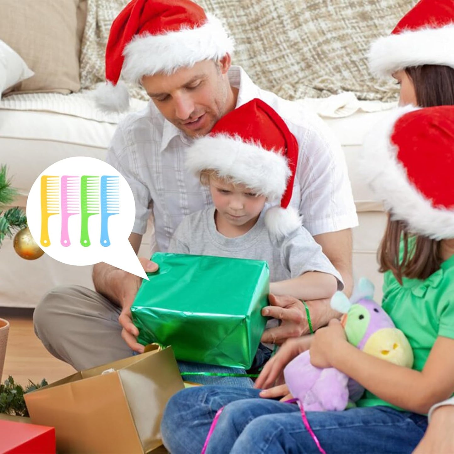 100 Pieces Colorful Pocket Comb Bulk Detangling Wide Tooth Flat Hair Comb with Round Handle for Women Men Barber Blending Curly Long Wet Hair Cutting, 4 Colors