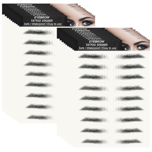 20 Sheets 180 Pairs Eyebrow Tattoo Stickers 4D Stickers Eyebrow Transfers Stickers Peel off Eyebrow Grooming Shaping Makeup Sticker for Women Girls Black