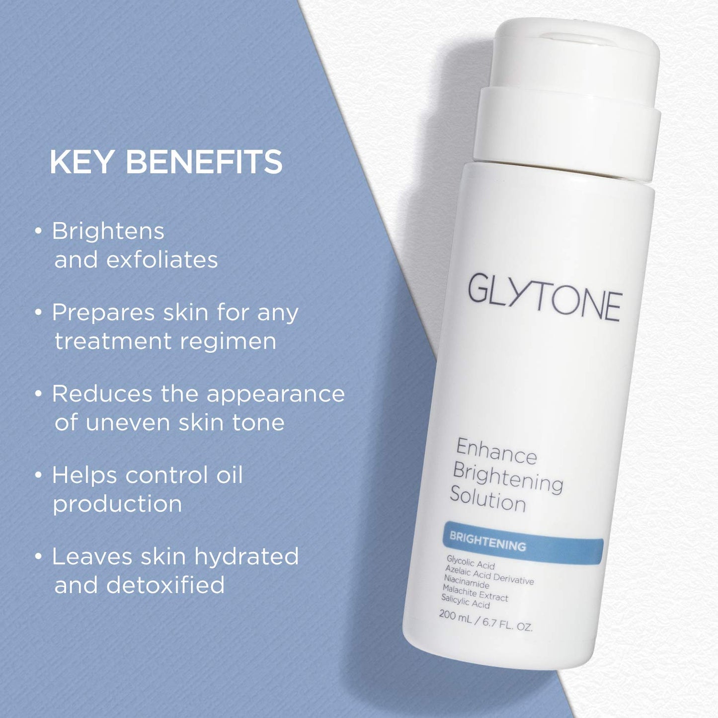Glytone Enhance Brightening Solution | Brighten & Exfoliate with Glycolic Acid, Azelaic Acid Derivative, Niacinamide & Malachite Extract | Exfoliating Toner for Free Radical Defense | 6.7 fl oz.