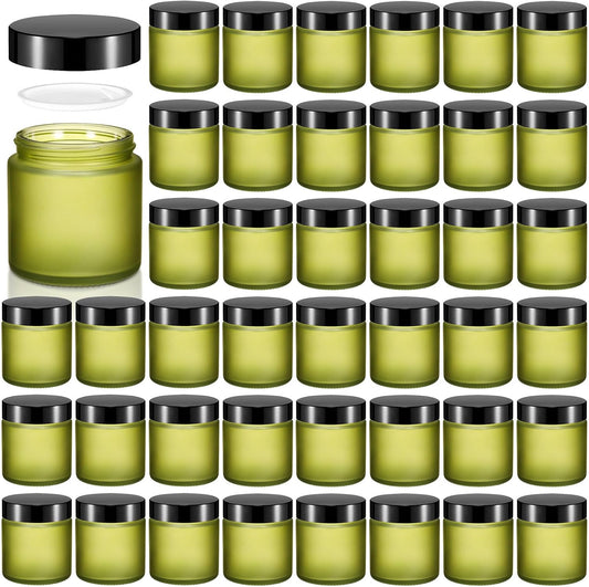Norme 48 Pcs 4 oz Glass Jars with Lids Leakproof Round Airtight Empty Cosmetic Jars with Inner Liners Lid for Storing Lotions Powder Ointments Candle Making Tins (Pea Green)