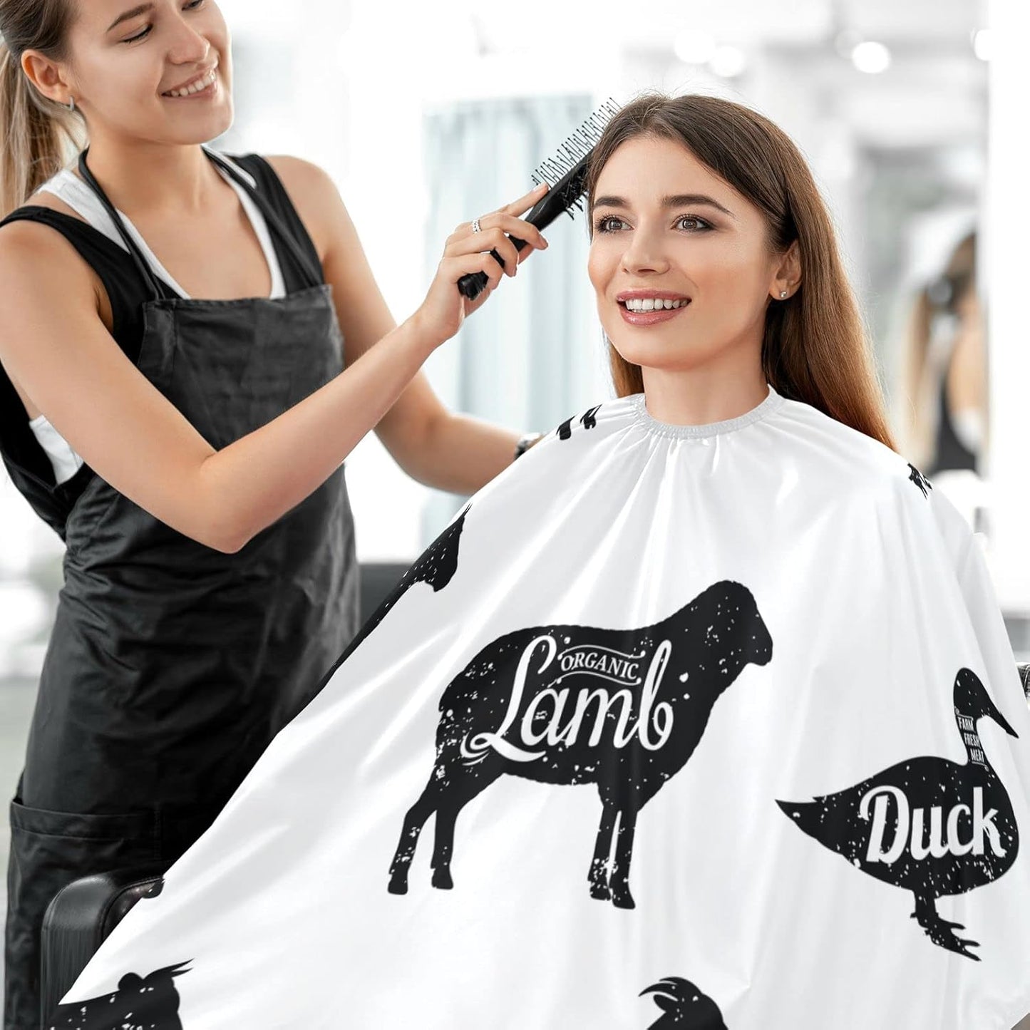 visesunny Barber Cape Farm Animal Polyester Hair Cutting Salon Cape Apron Anti-Static Haircut Water-Resistant Shaving Cloth Beard Shaving Bib Hairdressing Cape
