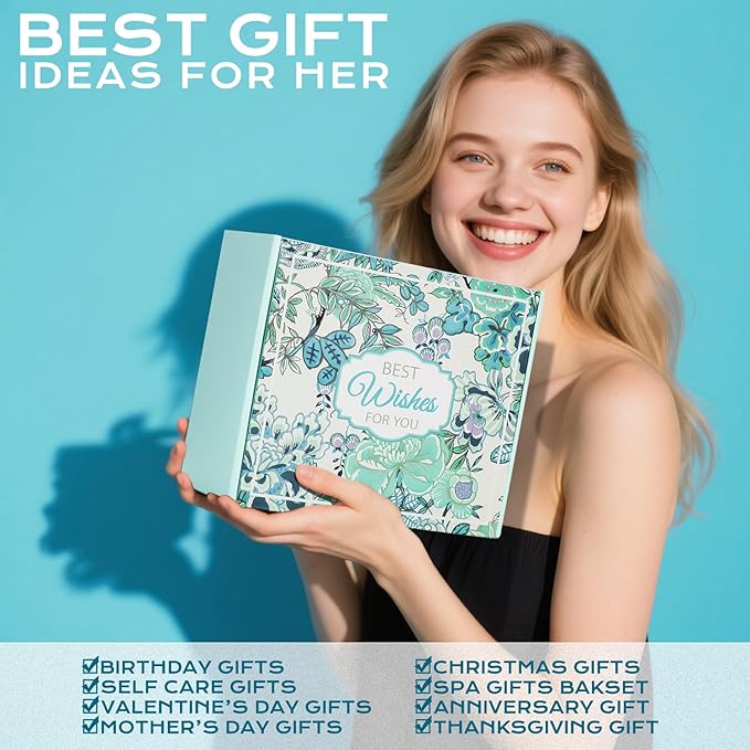 9PCS Relaxing Spa Gifts Basket Set for Women Blue Ocean, Self Care Gifts Mother Day's Gifts Idea for Birthday Gifts, Best Friends Sister Wife Girlfriend Coworker Teacher Employee