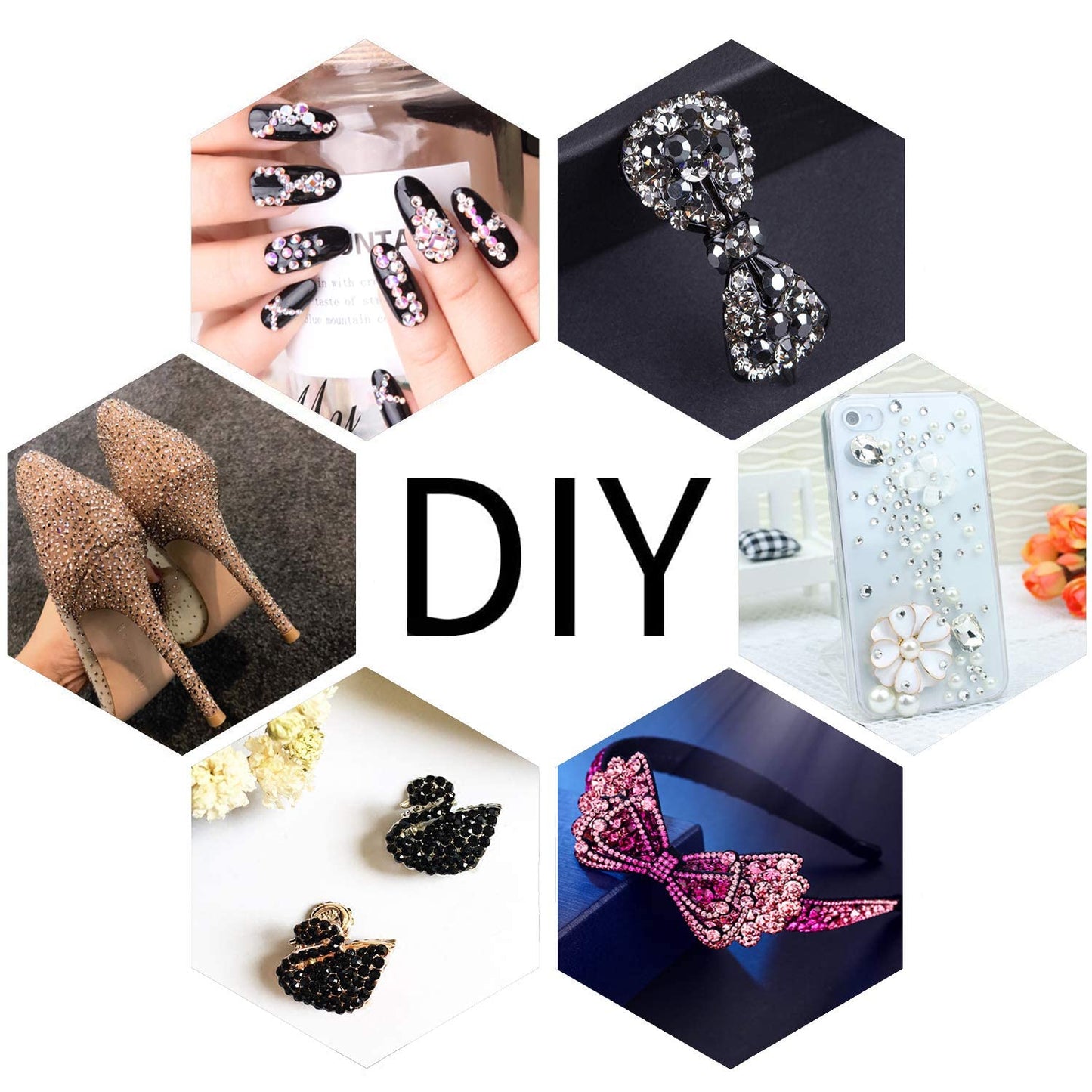 LPBeads 6000 Pieces Topaz Non Hotfix Rhinestones 6 Sizes Round Crystal Glass Flat Back Rhinestones with Tweezers and Picking Pen for Nail Art Crafts Clothes Bags DIY