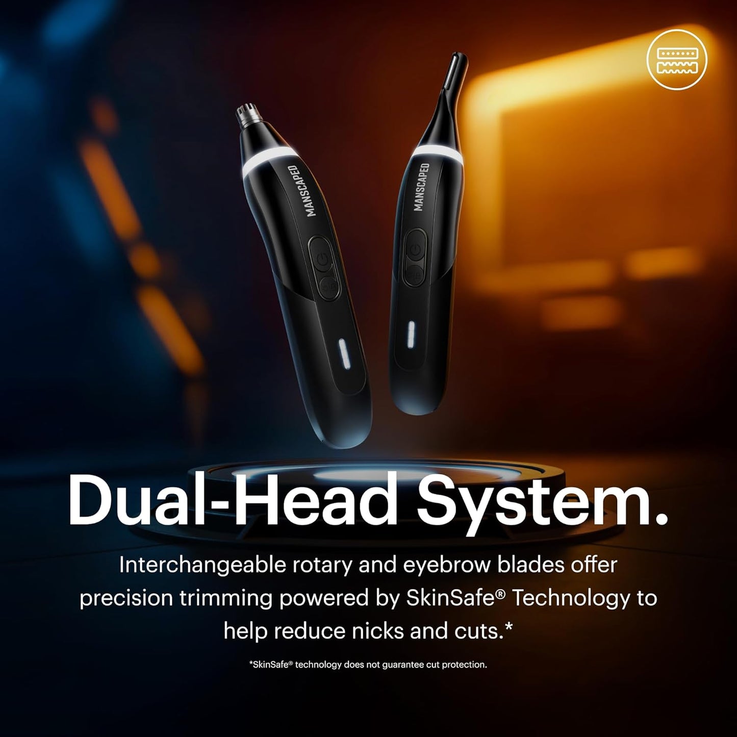 MANSCAPED® Weed Whacker® 3.0 PRO - Men's Electric Nose, Ear & Eyebrow Hair Trimmer – SkinSafe® Dual-Head System, LED Spotlight, Waterproof, Rechargeable, Travel Lock, Eyebrow Comb Attachment