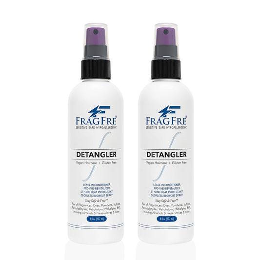 Detangler 8 oz (2-Pack Gift Set) - Fragrance Free Hypoallergenic Parabens Free - Hair Detangler Leave-in Conditioner for Sensitive Skin - Styling Heat Protectant - Vegan Cruelty/Gluten Free