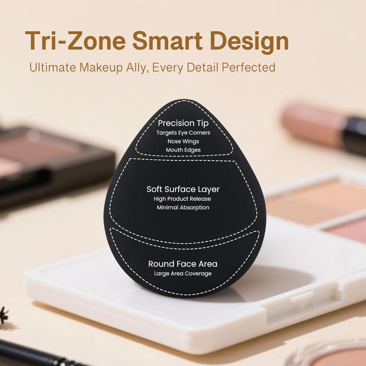 Momo's Workshop Makeup Sponge Puff, Large Beauty Puff for Quick Flawless Makeup, Concealer Puff for Liquid & Cream Foundation 2pcs