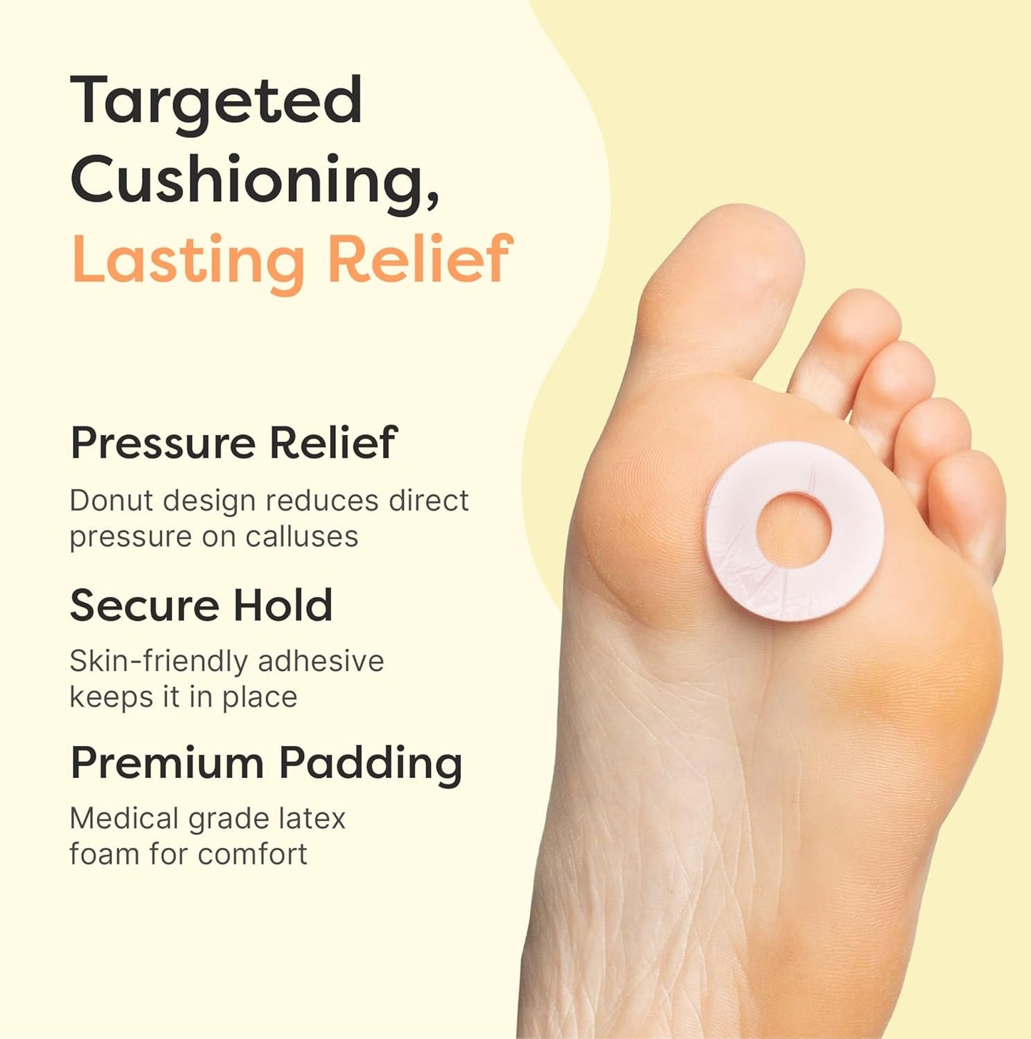 ZenToes Callus Cushions | Water-Resistant Self-Stick Adhesive Corn Pads | Foot, Heel, & Toe Discomfort Relief | Soft Foam for Friction Protection | Ideal for Active Lifestyles | 48-Pack