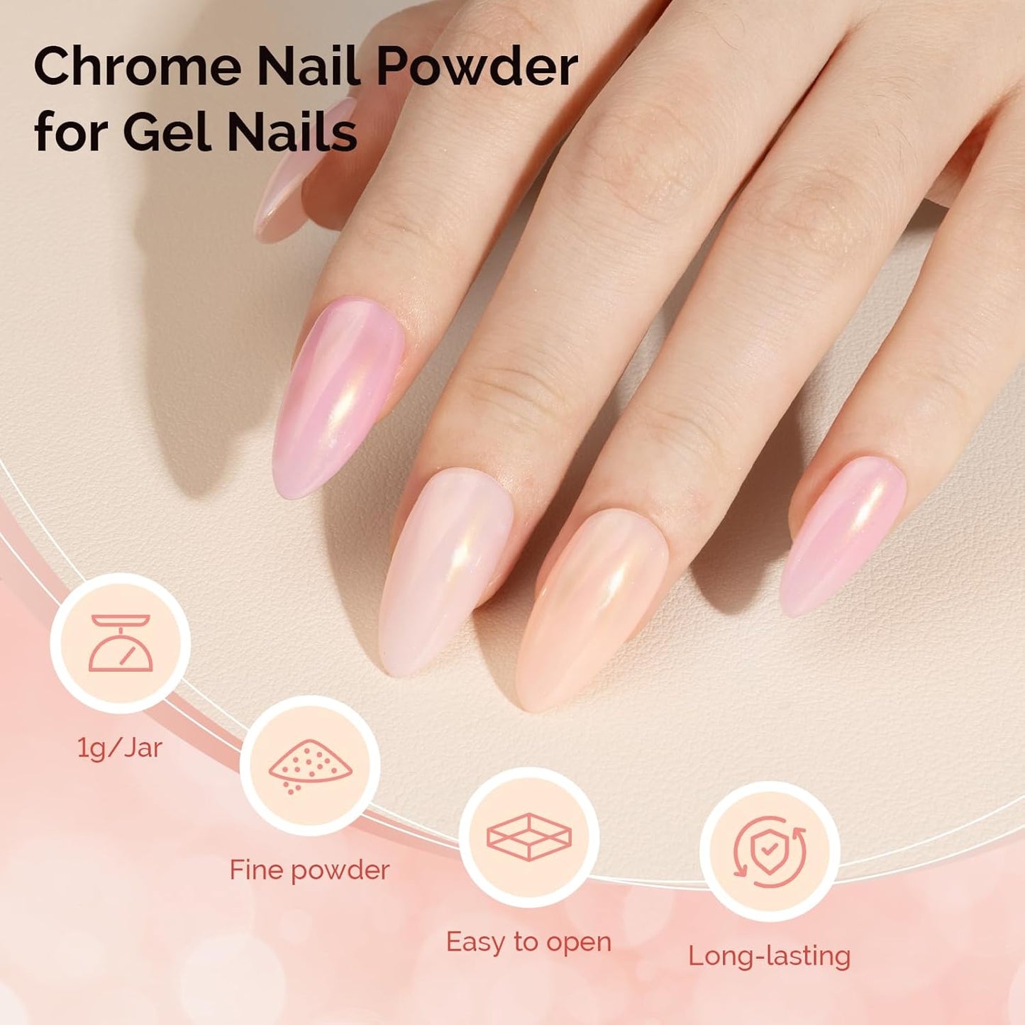 MelodySusie Gold Chrome Nail Powder for Gel Nails,Pearl Powder Mirror Effect Pigment Pearlescent Mermaid Pigment Pearl Glitter for Home DIY Salon Use