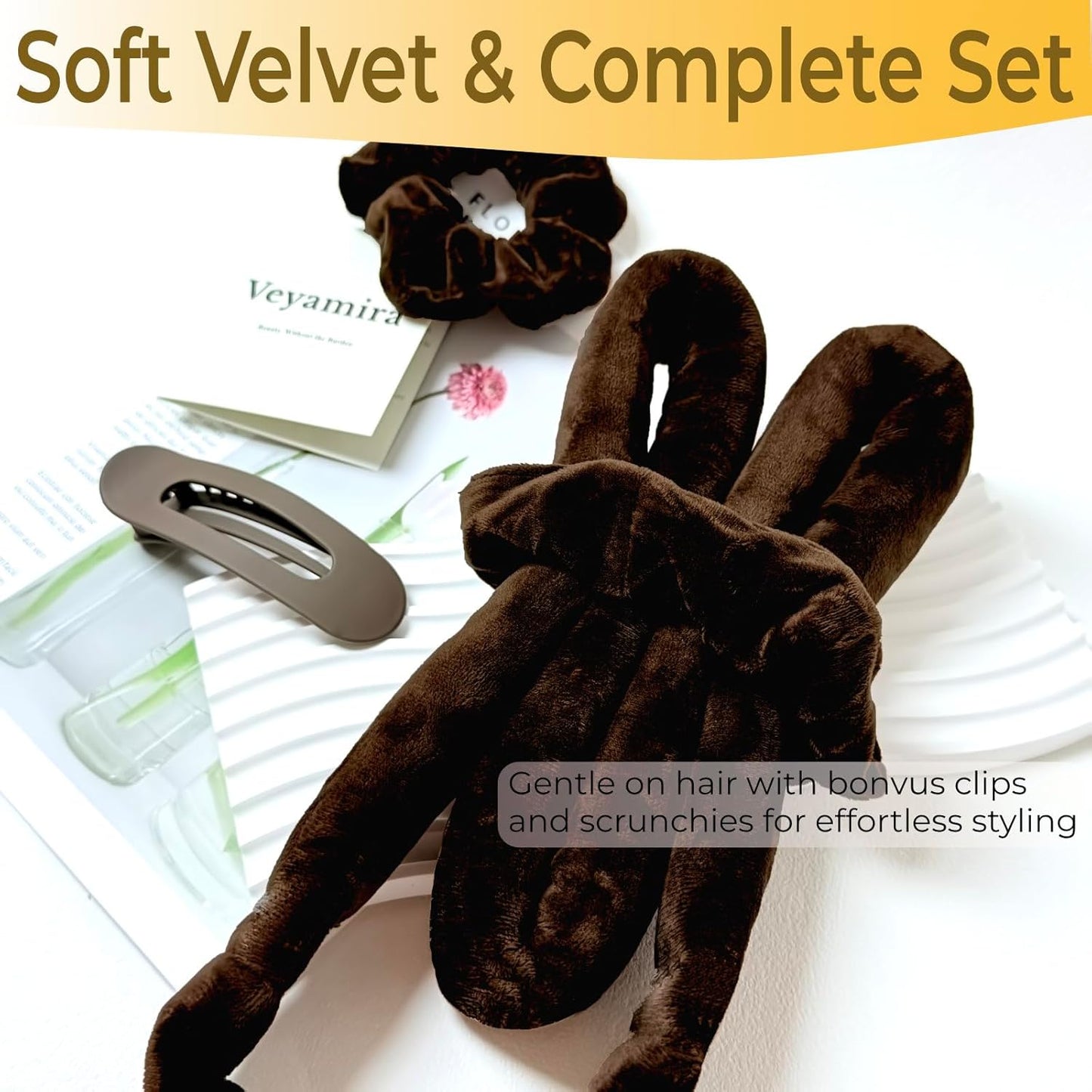 Heatless Hair Curlers to Sleep in - Heatless Curls Overnight, Heatless Hair Curlers for Long Hair, No Heat Curling Headband for Overnight Curls,Brown