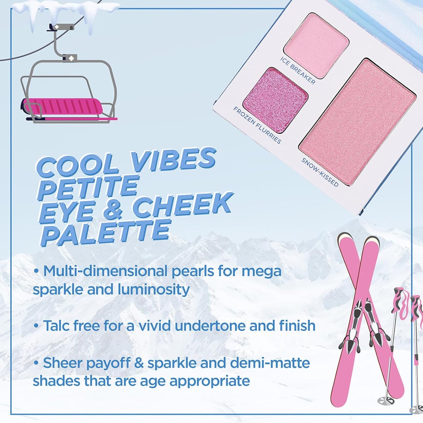 Petite 'n Pretty Sparkle Storm Makeup Gift Set for Kids, Tweens and Teens - Cool Vibes Eye & Cheek Palette, Brushes, 10K Shine Lip Gloss, Sparkly Ever After All Over Glitter in Blue Sherpa Bag