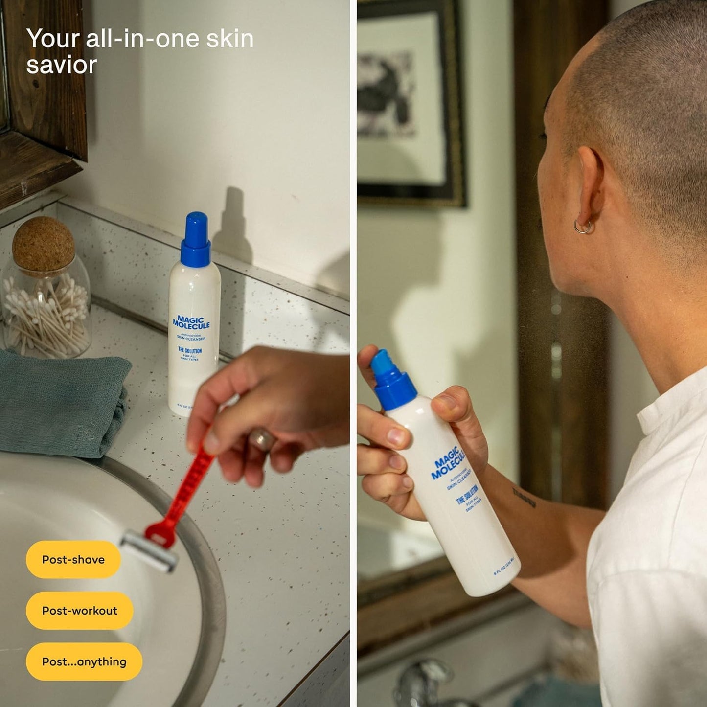 Magic Molecule Hypochlorous Acid Spray for Breakout-Prone Skin, Eczema & Itchy Rashes | Helps 50+ Dermal Issues | for All Skin Types 3.4 oz (Pack of 2) Travel-Friendly