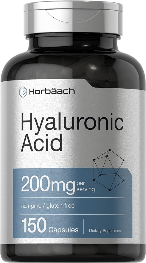Horbäach Hyaluronic Acid Supplement | 200 mg | 150 Capsules | Non-GMO and Gluten Free Supplement