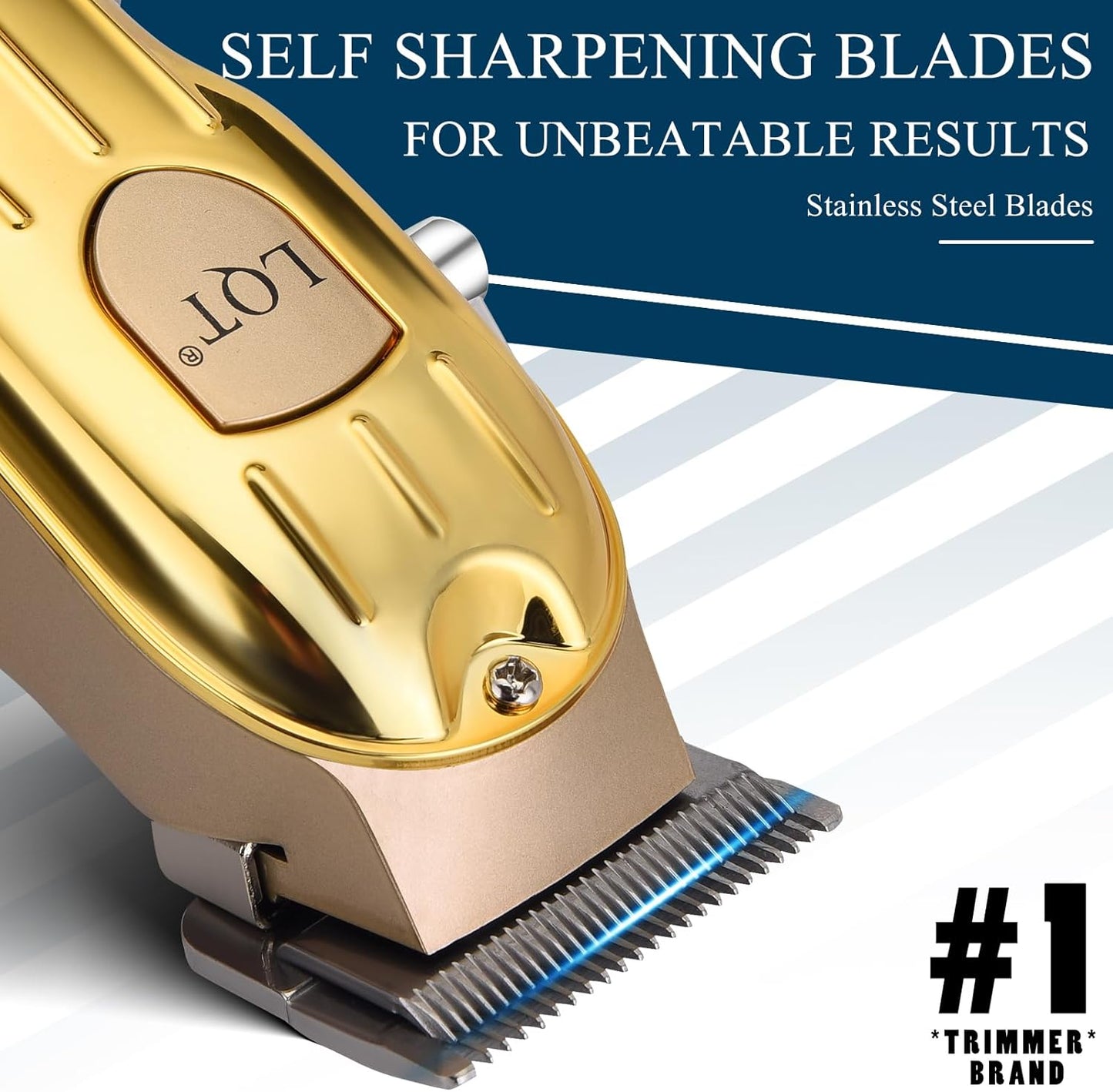 Professional Hair Clipper Set, Gold, LED Display, with Trimmer, 8 Guide Combs, Barber Shaver Set, with Travel Case and Haircut Cape (Gold)