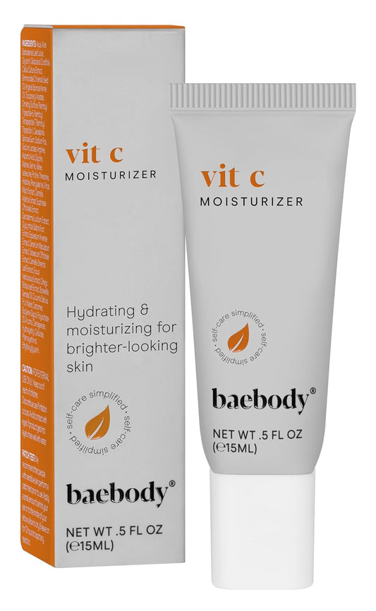 Baebody Made in USA Vitamin C Face Moisturizer - Travel Size Brightening Vitamin C Cream Moisturizer with Jojoba Oil - Anti Aging and Hydrating (0.5 fl oz/15 ml)