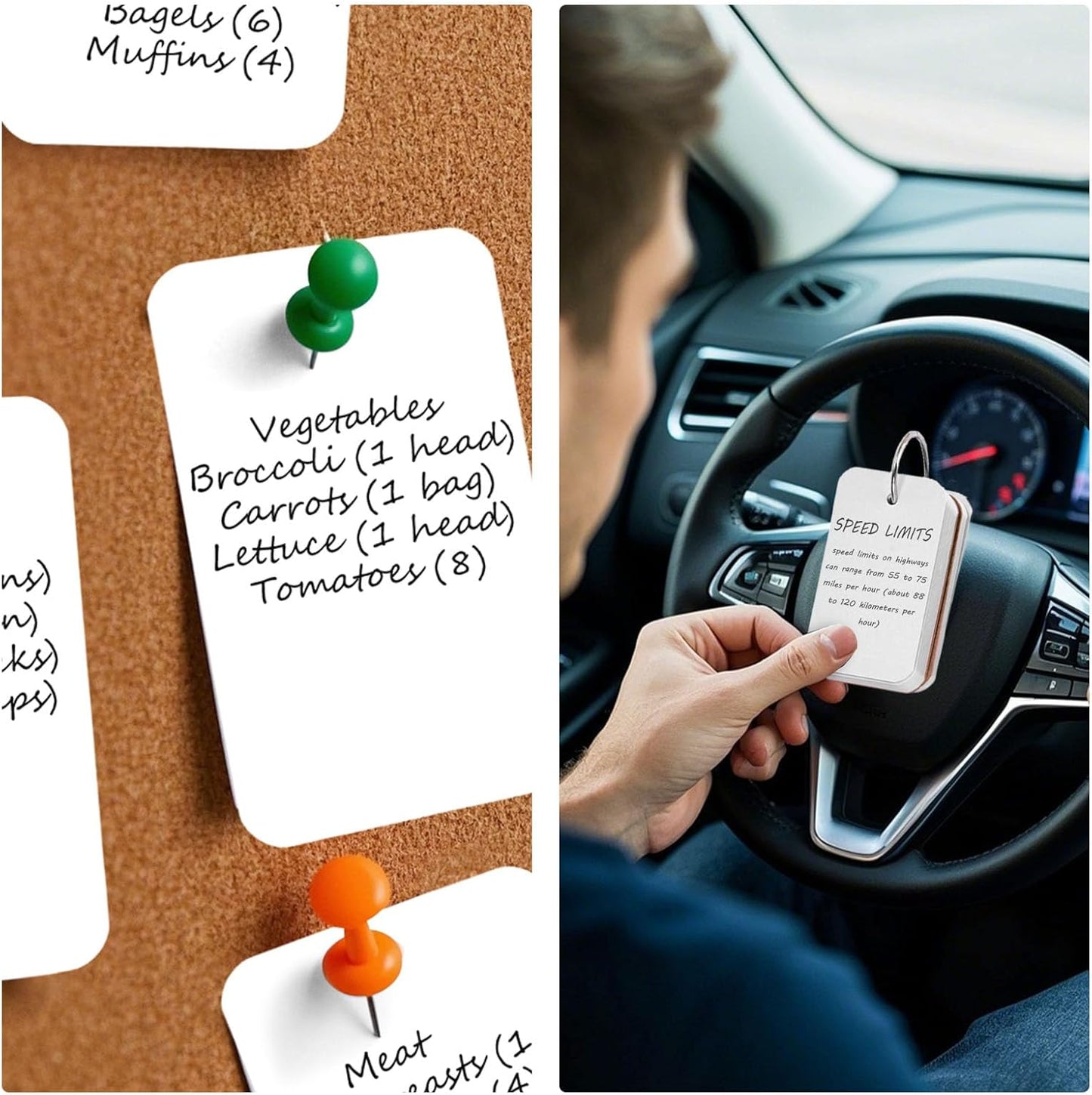 Koogel 300PCS Index Cards with Rings, 2.2 x 3.5 Inch, Small Flash Cards for Studying, Portable Blank Study Notecard for School Office Home Organization, Durable Study To Do List Note Taking Supplies