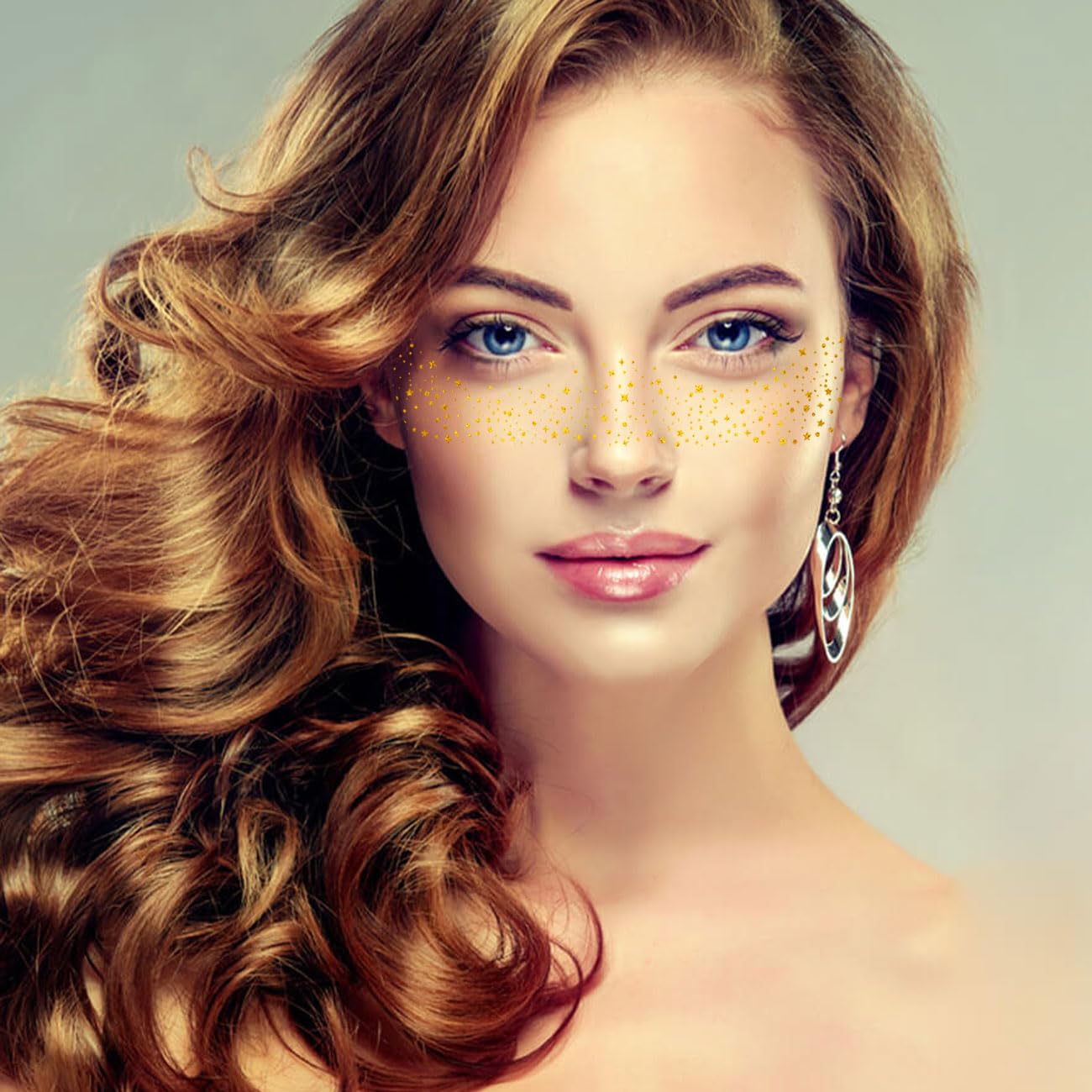 Glitter Freckles Gold Sparkle Freckles Face Tattoo Fake Glitter Freckle Temporary Patches for Women Party Makeup 8 Pcs