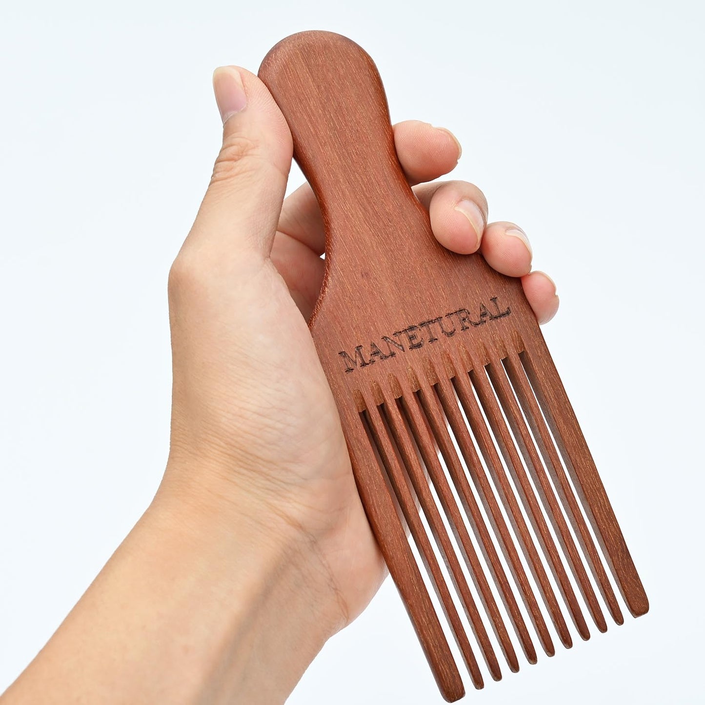 Beard Pick for Men 7" Handmade Afro Hair Comb - Wooden Grooming Tool for Men, Women with Wavy, Kinky, Curly Hair - Anti-Static Styling Precision"