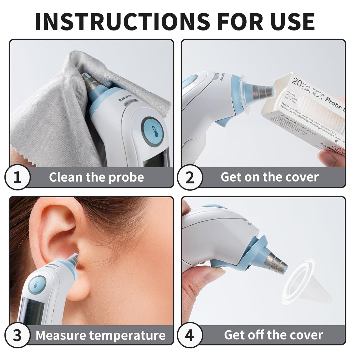 500 Counts Thermometer Ear Covers, Ear Thermometer Probe Covers, Lens Filters/Refill Caps for All Braun Ear Themometer Models, BPA Free Digital Disposable Ear Thermometer Covers