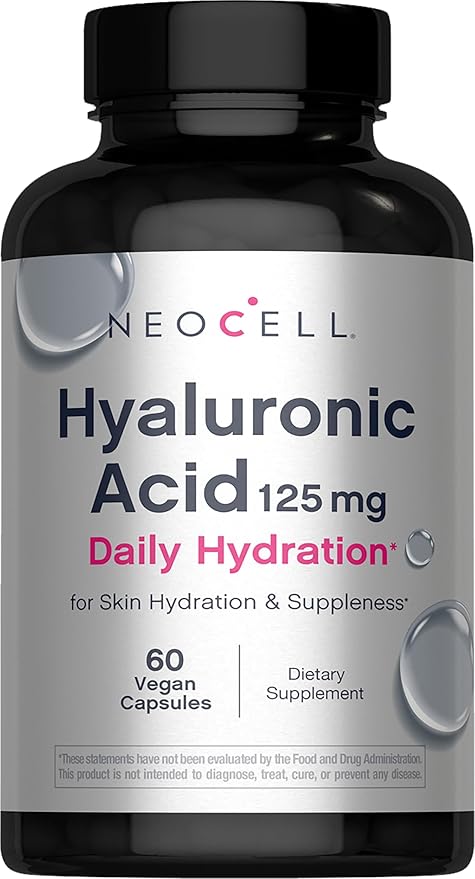 NeoCell Hyaluronic Acid, Daily Hydration for Skin Hydration & Suppleness, 120mg, 60 Capsules (Package May Vary)