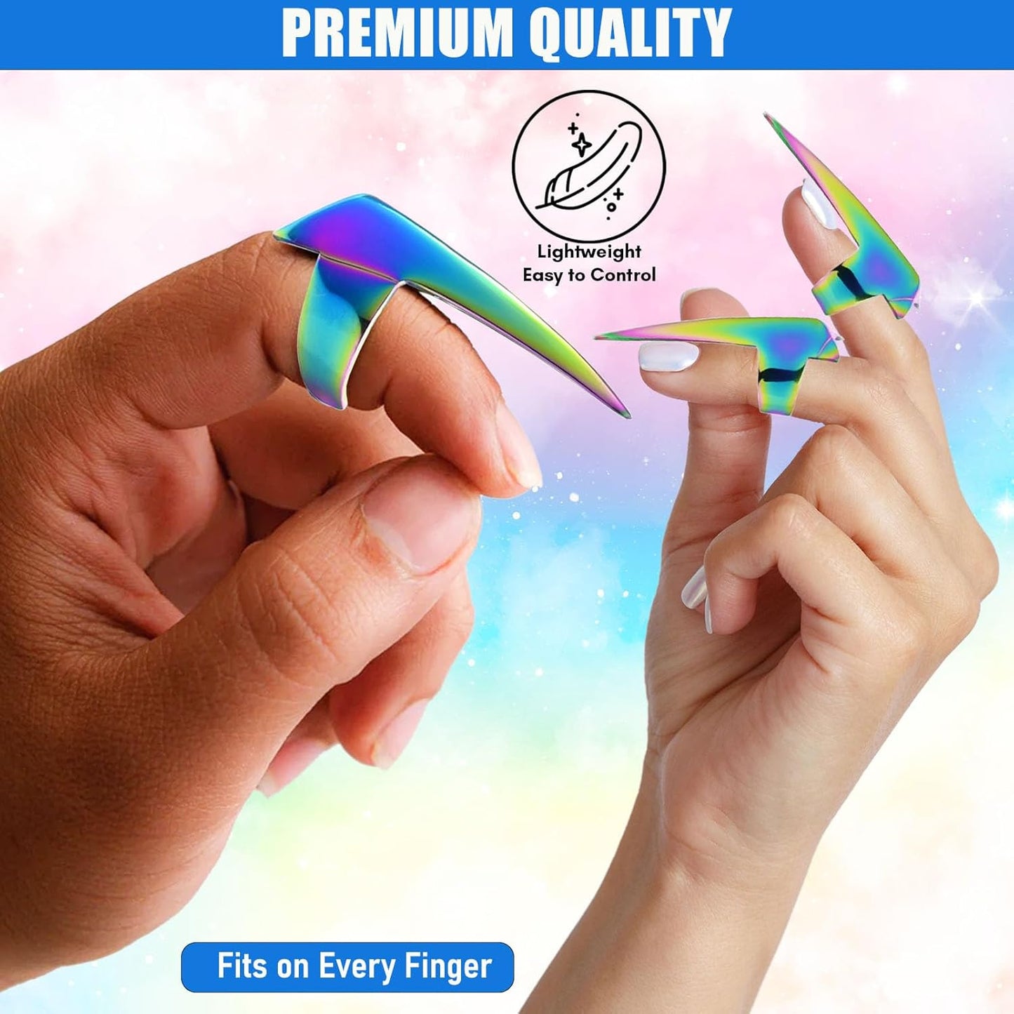 My Hair Tools 2PCS Pro Hair Parting & Sectioning Rings - Stainless Steel Finger Quick Braiding Pick Tool for Precise Styling & Installation of Human Hair Extensions Lightweight Hair Separating Tool