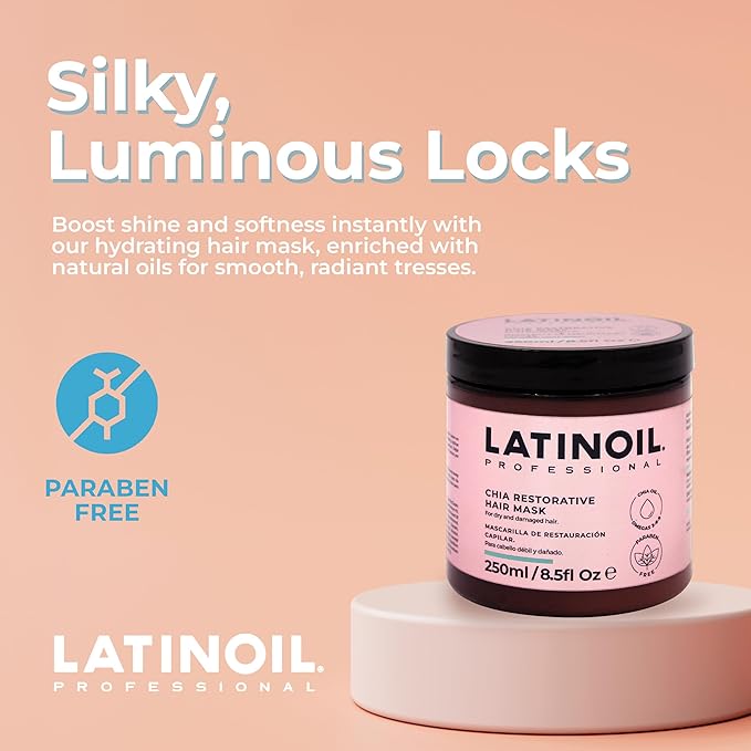 Chia Oil Hydration Hair Mask, Hair Mask for Damaged Hair, Deep Conditioning Hair Mask with Chia Oil, Antioxidants and Omega 3-6-9, Hair Treatment for Dry Damaged Hair, 250 mL