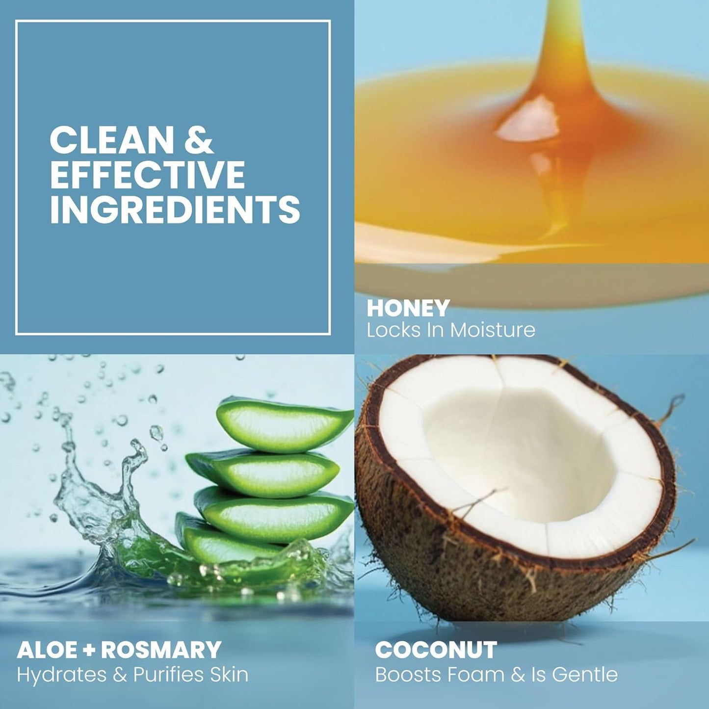 Eva Naturals Coconut & Honey Foaming Face Wash – Gentle Hydrating Facial Cleanser for Sensitive & Aging Skin – Removes Makeup, Dirt & Oil – Soothing Aloe & Royal Jelly – 6 Fl Oz