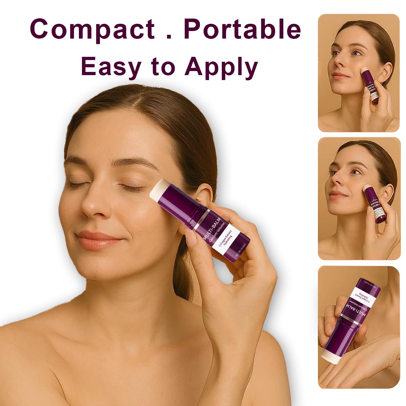 2Pcs Wrinkle Bounce Calcium Multi-Balm Stick, Collagen Moisturing Multi Balm, Wrinkle Core Stick for Under-Eye, Forehead, Neck Skin Care Line Hydrating, Firm & Plump