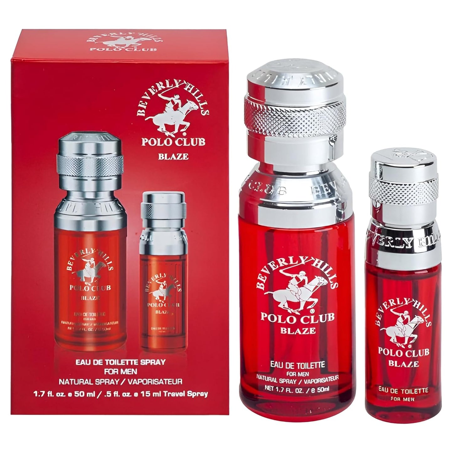 Beverly Hills Polo Club BHPC Men's Eau De Toilette Bonus Pack, featuring 1.7 oz EDT + Bonus 0.5 oz EDT (Blaze)