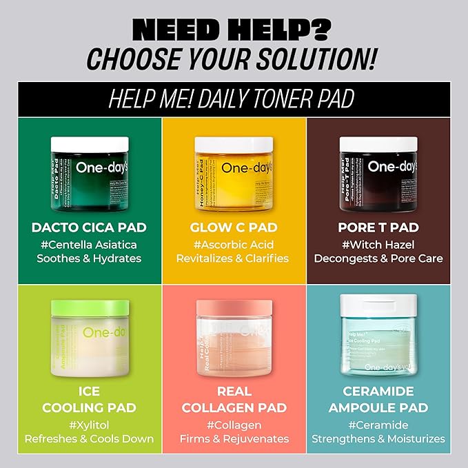 ONE-DAY’S YOU Help Me! Real Collagen Pads | Skin Firming & Moisturizing | Elasticity Care for Daily Use | 70 Pads | Korean Skincare for Firm & Youthful Skin