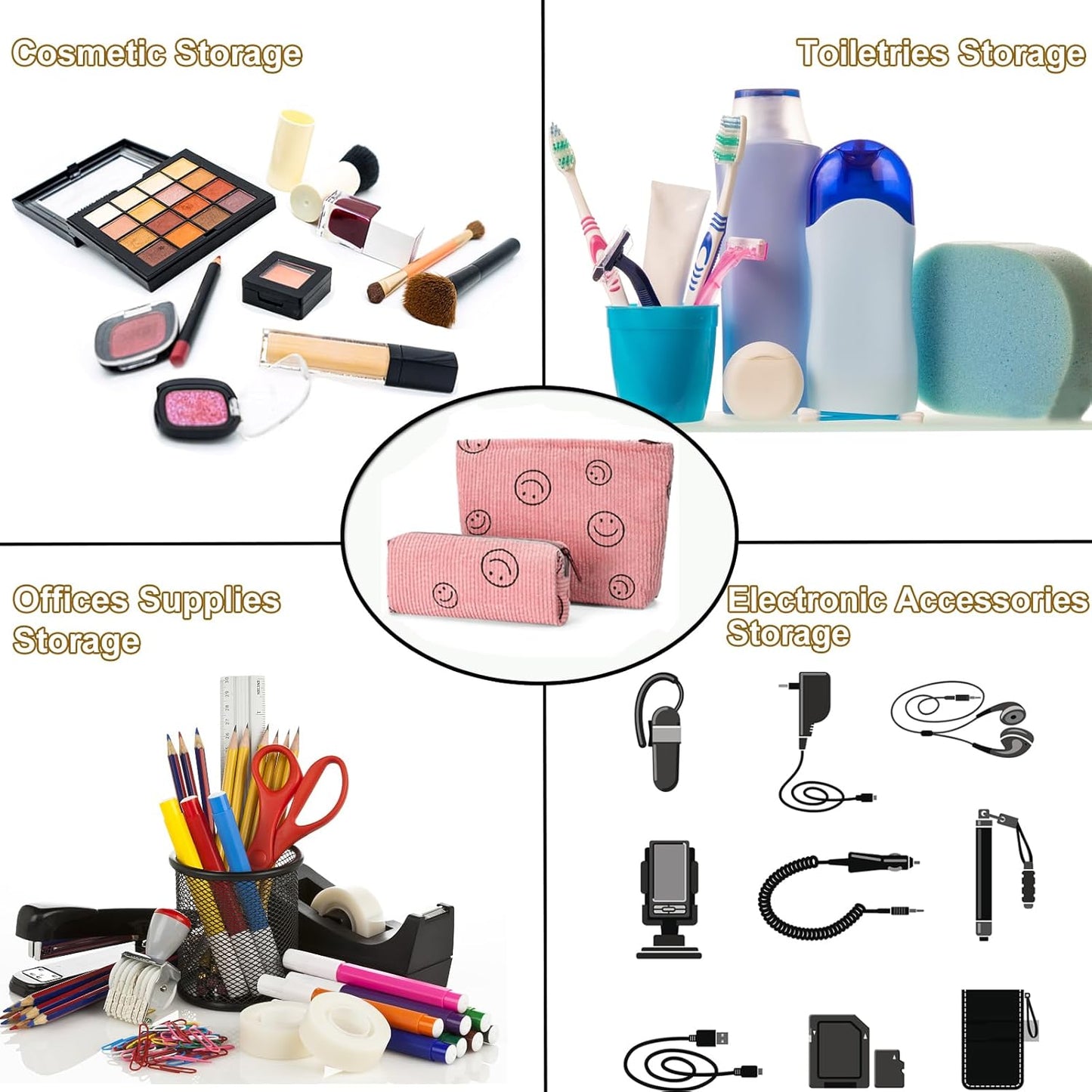 Makeup Bag, Cosmetic Bags for Women, Travel Makeup Bag, Pink Small Make Up Brush Pouch with Zipper, Corduroy Cute Cosmetic Toiletry Bag, Travel Essentials Aesthetic Preppy Stuff