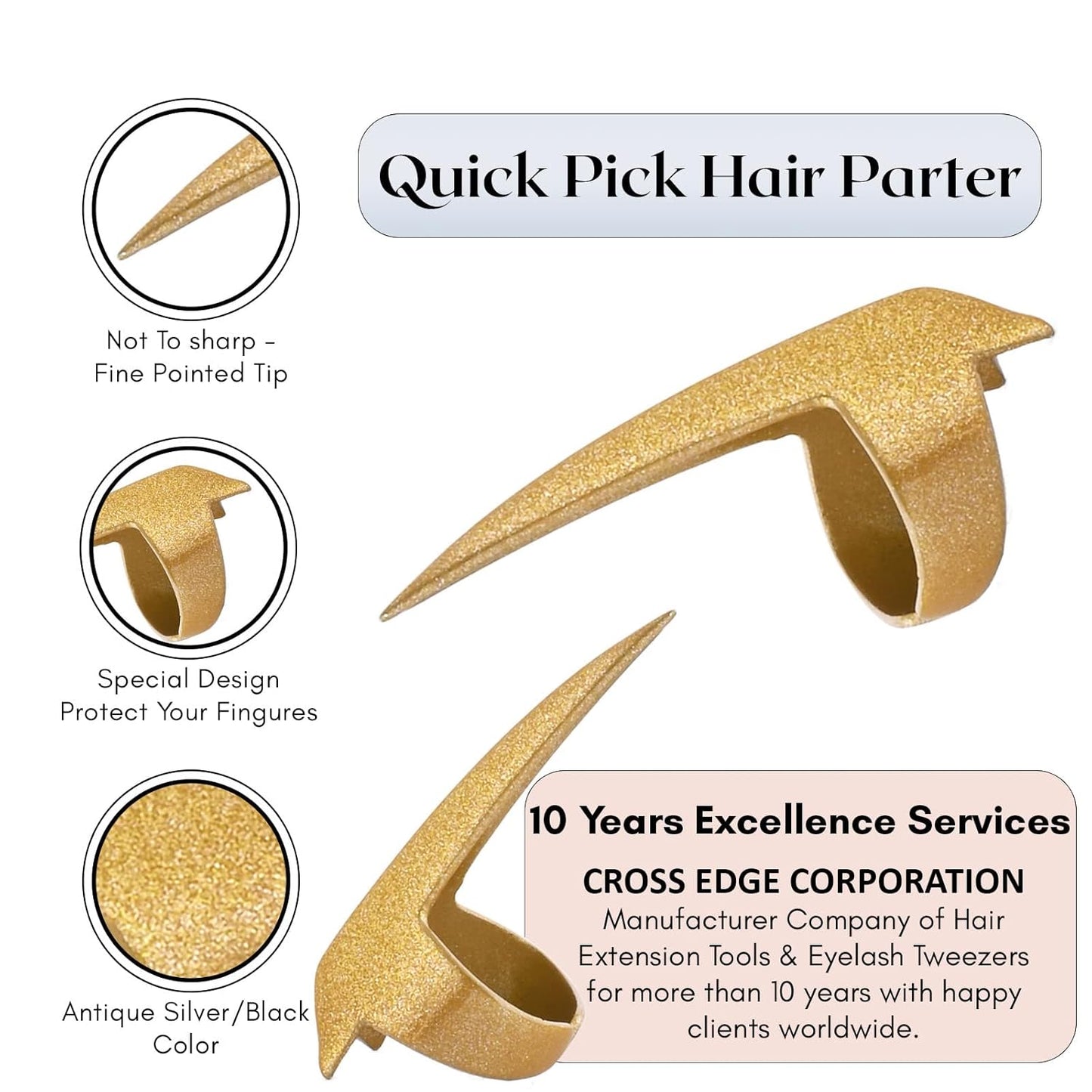 Pro 1pc Hair Parting & Sectioning Rings - Stainless Steel Finger Braiding Hair Pick Tools for Durable Dreadlocks Wig, Curling, Weaving, Styling, Balayage, & Quick Installation of Remy Human Hair