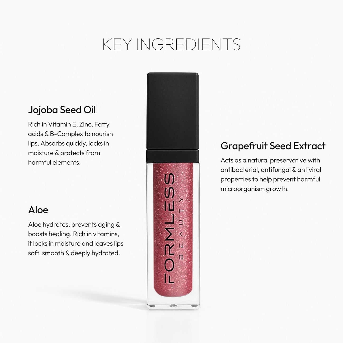 Formless Beauty | Divine Lip Gloss by Jenny McCarthy | Muted Ruby Gloss With Silver & Red Glitter. | Vegan Hydrating Formula | Non-Sticky Aloe & Jojoba Infused | Paraben & Cruelty Free | Lip Enhancer