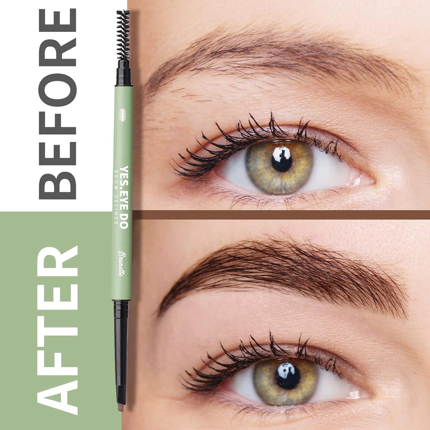 Medium Brown Eyebrow Pencil, Ultra Slim Eyebrow Pencil Brown Long Lasting, Waterproof Micro Fine Triangle Tip Double Head Brow Sculptor for Natural Makeup Look, Chestnut, YES.EYE DO