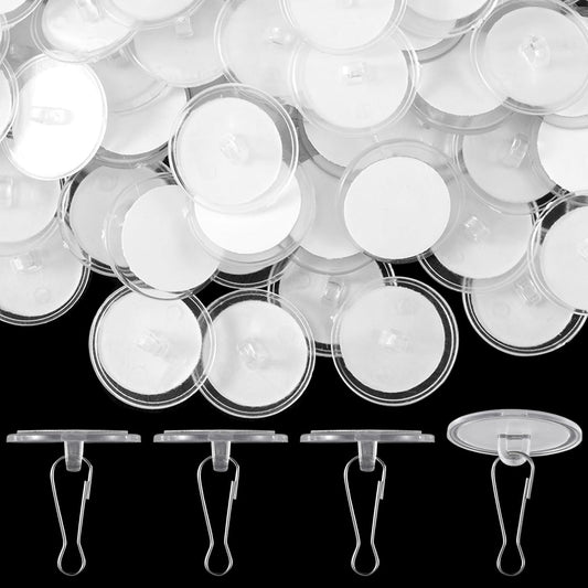 30 Pack Self-Adhesive Ceiling Hooks for Hanging, Sticky Damage-Free Transparent Ceiling Discs with Metal Hook, Removable Wall Hanger for Wedding Birthday Halloween Christams Decorations