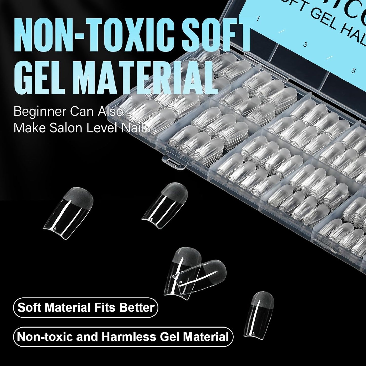 TOMICCA Medium Square Nail Tips, 504Pcs Half Matte Press on Full Cover Acrylic Nails, 12 Sizes Pre-Shape Soft Acrylic Fake Nail Tips for Nail Extension Art Home DIY Nail Salon