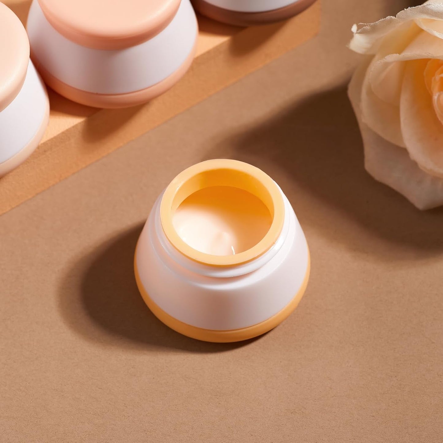 INSFIT Travel Containers for Toiletries, TSA Approved Silicone Cream Jars, Size Containers with Lids, 5PCS BPA Free Leakproof Travel Accessories for Liquid Lotion with Labels Mini Spatulas