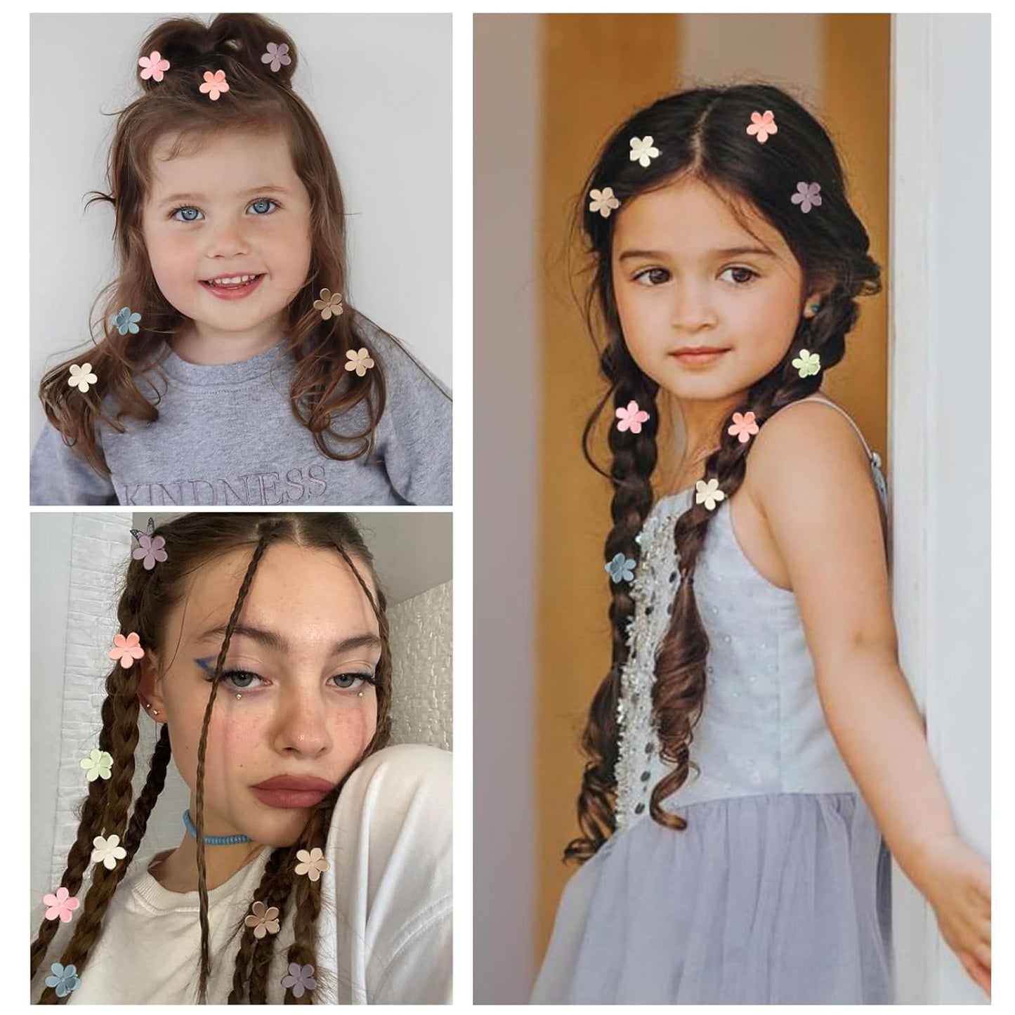 TERSE Mini Flower Hair Clip for Women Girls - 50Pcs Colorful Baby Hair Clips Cute Small Hair Clips Mini Claw Clips Strong Grip Toddler Hair Accessories for Hair Styling