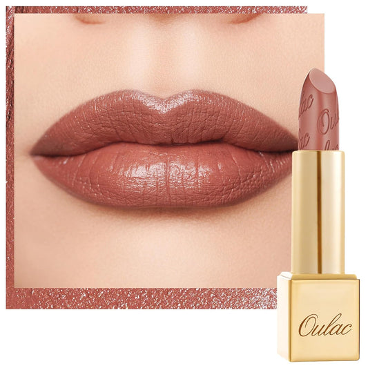 Oulac Matte Cinnamon Lipstick with Glow Metallic Finish - Vegan Lipstick for Women, Creamy Texture, Hydrating Clean Beauty Formula, High-End Magnetic Hook Design, GM03 Deep down