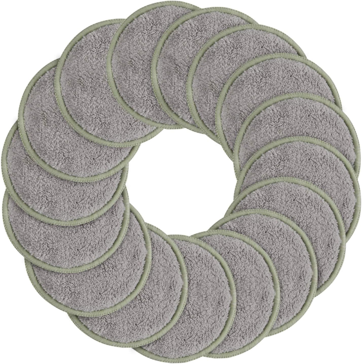 SUNLAND Reusable Makeup Remover Pads for Face,Eye,Lips 16 Pack Microfiber Face Cleansing Gloves Washable with Laundry Bag and Travel Bag Rounds Toner Pads (round 3.15inchx16, grey)