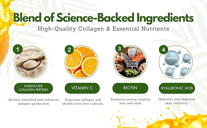 Liquid Collagen Peptides for Women & Men-Mango Flavored 10000 mcg Biotin+8000 mg Hydrolyzed,Sugar Free Premium Juice for Anti-Aging,Skin,Hair,Nails & Joints -16 Fl oz-Made in USA