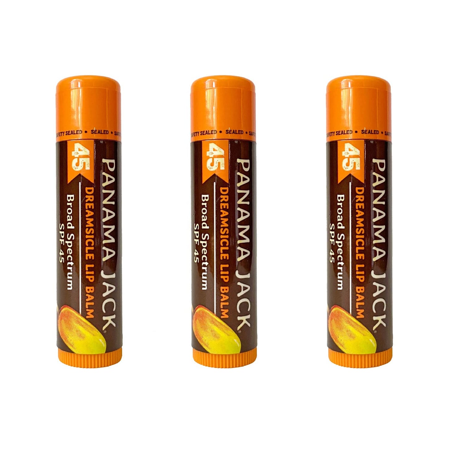 Panama Jack Sunscreen Lip Balm - SPF 45, Broad Spectrum UVA-UVB Sunscreen Protection, Prevents & Soothes Dry, Chapped Lips, Dreamsicle, Pack of 3