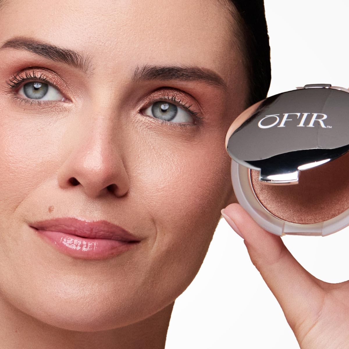 OFIR Pivot Powder | Multi-Use Glow Hydrating Highlight Blush Face Powder | Vegan Formula, Lightweight Buildable Texture | Crease-Free Compact Blush Highlighter | Sunset Spark - Warm Copper | 0.24 OZ