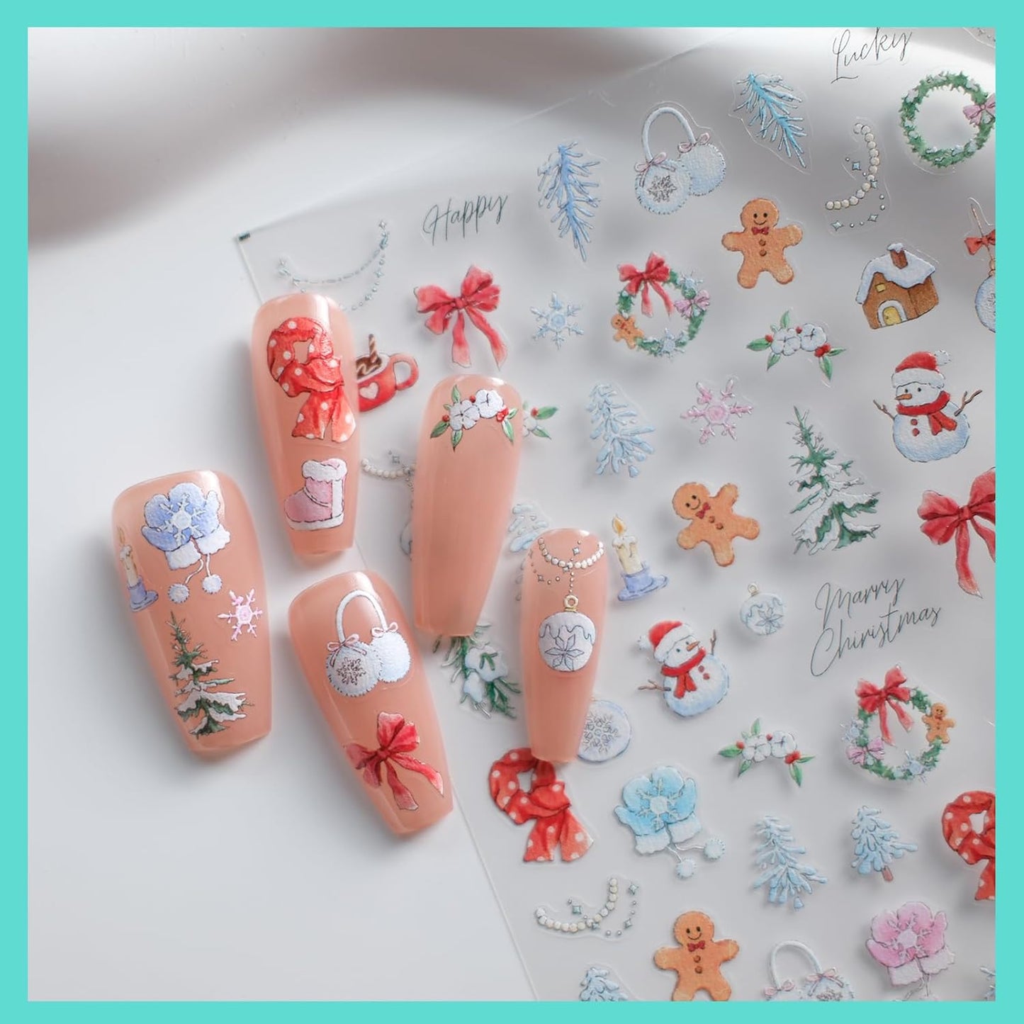Christmas Cute Nail Stickers, Snow Decals, Art Design, Accessories for Women, Self-Adhesive Supplies