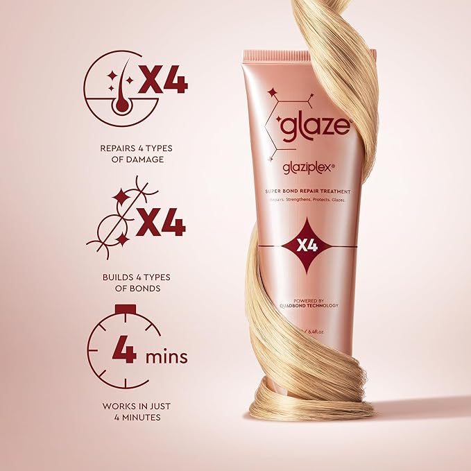 glaze Glaziplex Super Bond Treatment – Deep Conditioning Hair Mask Repairs, Strengthens, Protects in Just 4 minutes – 4oz/120ml