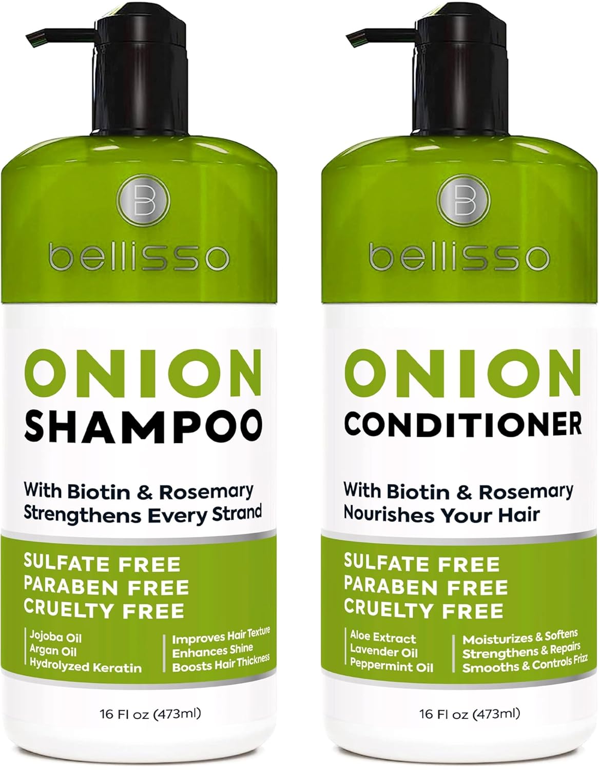 Onion Shampoo and Conditioner Set - With Rosemary and Biotin - Thickening Products for Women and Men - Volumizing Salon Grade Formula for Thinning Hair Care - Hydrating, Moisturizing and Sulfate Free