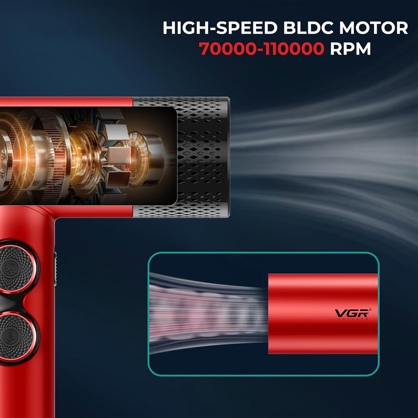 VGR Professional Barber Combo 4 in 1 – 9000RPM Cordless Hair Clipper & Trimmer, Foil Shaver & Hair Dryer Set, All-in-One Grooming Kit for Home & Barber, Premium Haircutting Kit with Travel Case, Red