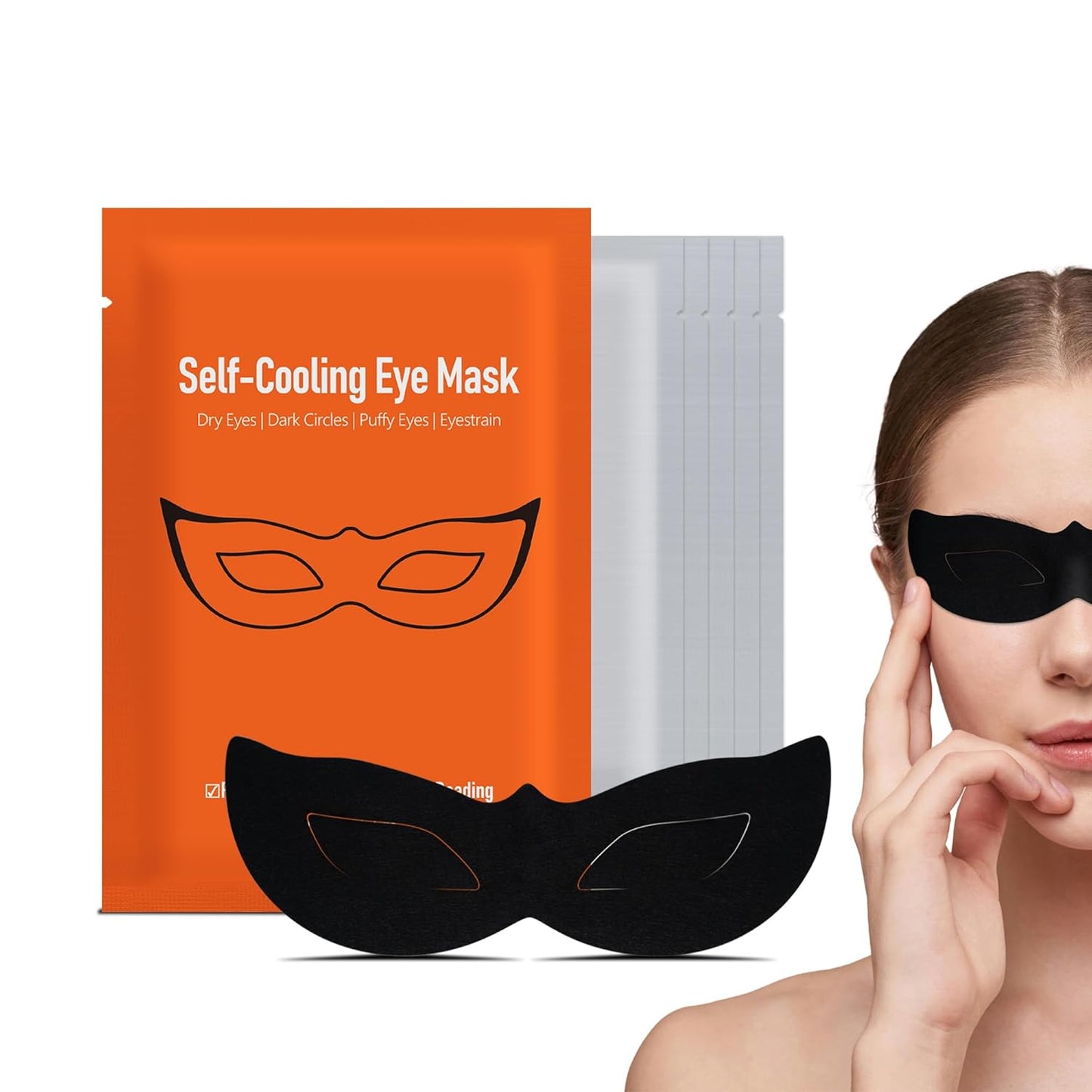 YDN Hydrogel Self Cooling Eye Mask, Individually Sealed, Cold Eye Mask for Puffiness/Dark Circles/Eye Bags/Dry Eyes/Migraines/Stress Relief, Travel Essentials - 5 Count