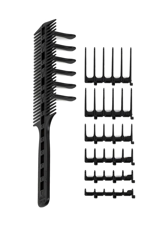 Scissor Clipper Over Comb Hair Cutting Tool - Barber DIY Home Hair Trimming Guide Comb Set (Classic Set, Black)