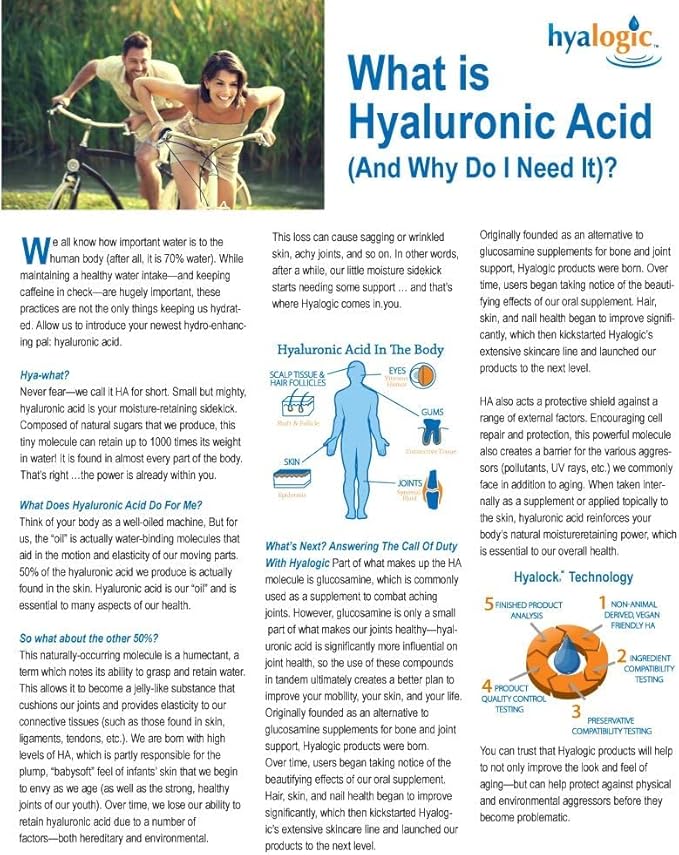 Hyalogic Hyaluronic Acid Chewable Lozenge - Chewable Tablets for Skin Care & Eyes – Vegan, Sugar-Free and Berry Favored Hyaluronic Acid Supplements (60 Count)